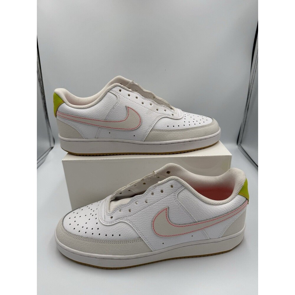 Size 11 Women - Nike Court Vision Low Neon Pink And Green White Worn Once Fj4569